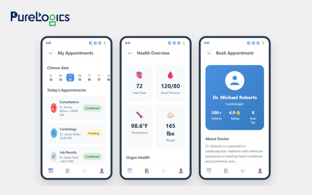 Telehealth app interface for patient