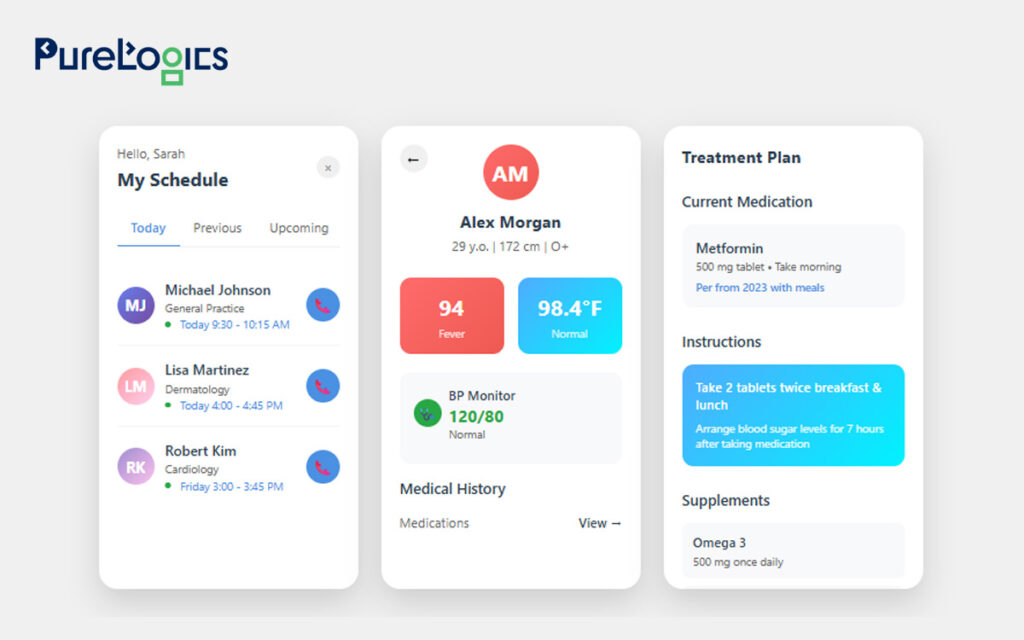 interface of telemedicine app for doctors